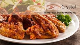  Presentation with grilled chicken - Slides enhanced with grilled chicken wings and vegetables background and a  colored foreground
