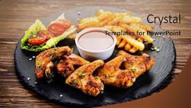  Presentation with grilled chicken - Theme enhanced with grilled chicken wings chips background and a  colored foreground