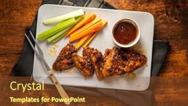  Presentation with bbq chicken - Colorful slide set enhanced with grilled-chicken-wings-with-bbq backdrop and a tawny brown colored foreground