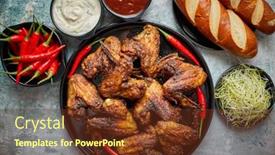  Presentation with chilli - Presentation theme with grilled-chicken-wings-with-chilli background and a tawny brown colored foreground
