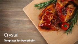  Presentation with grilled chicken - Beautiful presentation theme featuring grilled-chicken-wings-with-garden backdrop and a coral colored foreground