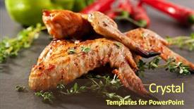  Presentation with grilled chicken - Audience pleasing slides consisting of grilled chicken wings with thyme and hot chili pepper backdrop and a tawny brown colored foreground