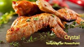  Presentation with grilled chicken - Cool new PPT theme with grilled chicken wings with thyme backdrop and a tawny brown colored foreground