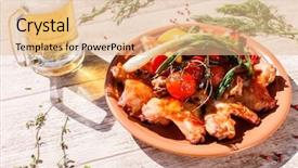  Presentation with grilled chicken - Audience pleasing presentation design consisting of grilled chicken wings with vegetables backdrop and a lemonade colored foreground