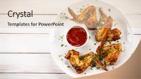  Presentation with anatomy of chicken - PPT theme consisting of grilled chicken wings background and a lemonade colored foreground
