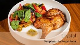  Presentation with grilled chicken - PPT theme enhanced with grilled-chicken-with-fresh-salad background and a coral colored foreground