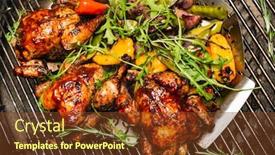  Presentation with peas - Audience pleasing presentation theme consisting of grilled-chicken-with-pepper-onion backdrop and a tawny brown colored foreground