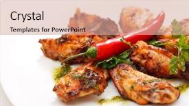  Presentation with food chicken - PPT theme consisting of bar food - grilled chicken background and a  colored foreground