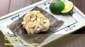  Presentation with grilled meats - Presentation theme consisting of grilled cod milt grilled soft background and a  colored foreground