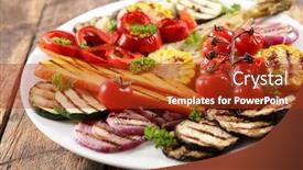  Presentation with dip - Amazing slide set having grilled-colorful-vegetable-bell-pepper backdrop and a tawny brown colored foreground