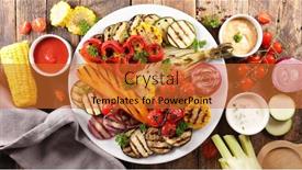  Presentation with celery - PPT theme with grilled-colorful-vegetables-aubergine-zucchini background and a red colored foreground