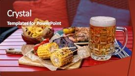  Presentation with pork shredded on grill banana - Beautiful slides featuring grilled corn and smoked pork backdrop and a tawny brown colored foreground