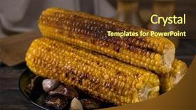  Presentation with corn cobs - Audience pleasing PPT layouts consisting of grilled corn cobs on wooden backdrop and a tawny brown colored foreground