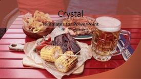  Presentation with ribs - Presentation theme having grilled corn hot bbq ribs background and a red colored foreground