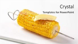  Presentation with corn cob - Beautiful PPT theme featuring grilled corn on the cob backdrop and a white colored foreground