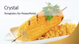  Presentation with sweet corn - PPT theme enhanced with grilled corn on the cob background and a pink colored foreground
