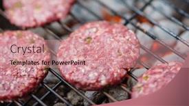  Presentation with burgers - Presentation theme enhanced with grilled cutlets for burgers background and a coral colored foreground