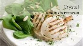  Presentation with spinach - Amazing presentation having grilled-cuttlefish-with-fresh-spinach backdrop and a mint green colored foreground
