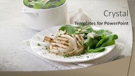  Presentation with spinach - PPT layouts enhanced with grilled-cuttlefish-with-fresh-spinach background and a light gray colored foreground