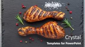  Presentation with grilled chicken - Presentation theme consisting of grilled-delicious-chicken-legs background and a dark gray colored foreground