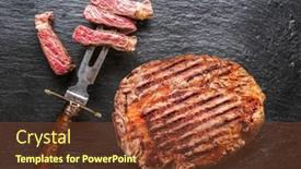  Presentation with steak - Presentation design featuring grilled-delicious-ribeye-steak background and a tawny brown colored foreground