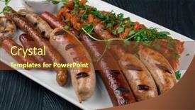  Presentation with food bbq - Presentation having grilled-different-sausage background and a tawny brown colored foreground