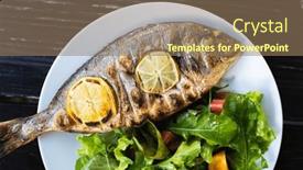  Presentation with food fish - Slides having grilled-dorada-fish-with-lemon background and a  colored foreground