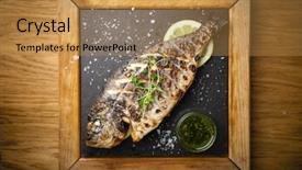  Presentation with fish grill there are fish - Cool new slide set with grilled dorada fish with lemon backdrop and a gold colored foreground
