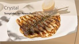 Presentation with grilled - Presentation design enhanced with grilled-dorado-fish-on-light background and a lemonade colored foreground