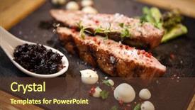  Presentation with breast exam - Beautiful theme featuring grilled duck breast with asparagus backdrop and a tawny brown colored foreground