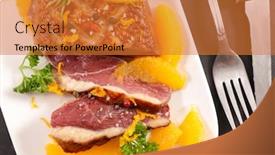  Presentation with breast - Slides consisting of grilled-duck-breast-with-orange background and a gold colored foreground