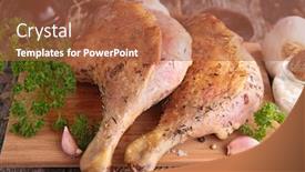  Presentation with duck - Colorful PPT layouts enhanced with grilled duck leg on board backdrop and a red colored foreground