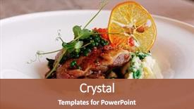  Presentation with orange slice - Beautiful presentation featuring grilled duck leg with molecular backdrop and a red colored foreground