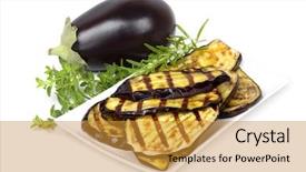  Presentation with oregano - Cool new PPT theme with grilled eggplant slices backdrop and a gold colored foreground