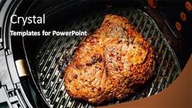  Presentation with steak - Presentation theme enhanced with grilled-flank-beef-steak background and a black colored foreground