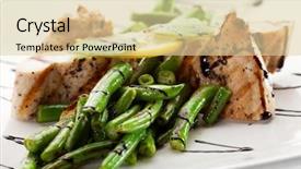  Presentation with grilled chicken - Theme with grilled foods - fillet of chicken background and a lemonade colored foreground