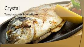  Presentation with food fish - Slides consisting of grilled foods - grilled fish background and a lemonade colored foreground