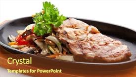  Presentation with foods - Audience pleasing presentation theme consisting of grilled-foods-bbq-pork backdrop and a tawny brown colored foreground