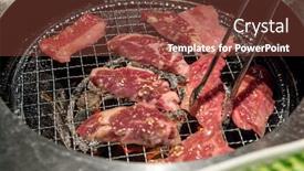  Presentation with wagyu - Cool new PPT layouts with grilled-freshness-japanese-wagyu-meat backdrop and a tawny brown colored foreground