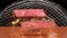  Presentation with meat - Presentation having grilled freshness japanese wagyu sirloin background and a red colored foreground