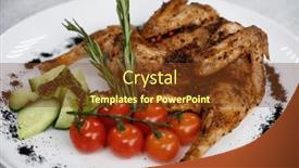  Presentation with fried chicken - PPT layouts with grilled-fried-chicken-tabaka background and a tawny brown colored foreground