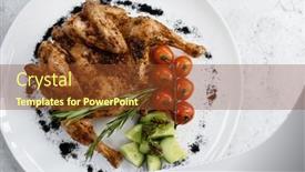  Presentation with grilled chicken - Presentation theme featuring grilled-fried-chicken-tabaka background and a tawny brown colored foreground