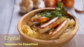  Presentation with cabbage - Amazing slide deck having grilled-german-sausage-links-served backdrop and a red colored foreground