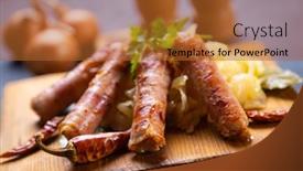  Presentation with cabbage - Presentation theme consisting of grilled-german-sausage-links-served background and a red colored foreground