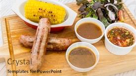  Presentation with german - Colorful slides enhanced with grilled-german-sausage-with-fresh backdrop and a yellow colored foreground