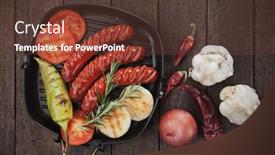 Presentation with grilling - Slide set with grilled-german-sausages-and-vegetables background and a tawny brown colored foreground