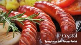  Presentation with grilling - PPT theme having grilled-german-sausages-and-vegetables background and a tawny brown colored foreground