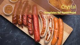  Presentation with potato chips - Slides enhanced with grilled-german-sausages-with-mustard background and a red colored foreground