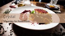  Presentation with beetroot - Colorful slide set enhanced with grilled-goat-cheese-salad-pickled backdrop and a coral colored foreground