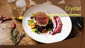  Presentation with mediterranean food - PPT layouts with grilled-goat-cheese-salad-pickled background and a tawny brown colored foreground